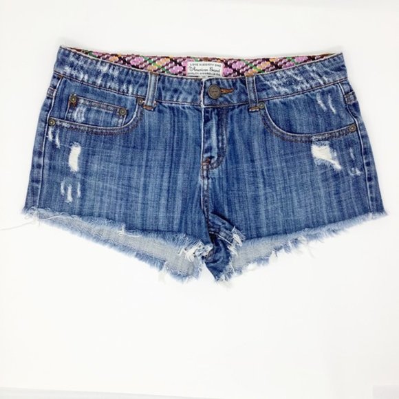 I LOVE H.EIGHTY ONE BOHO CUT-OFF JEAN SHORTS 24 - Picture 2 of 8